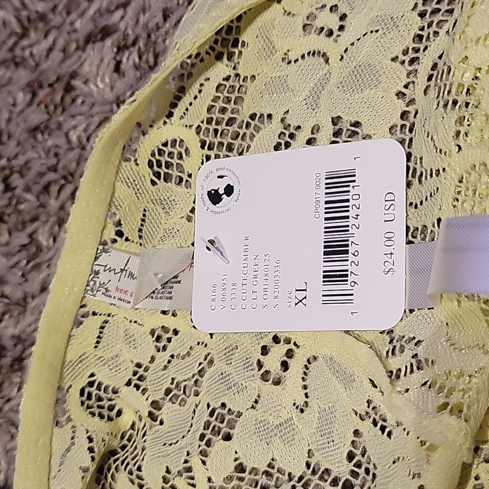 Free People Intimately Under Bikini Lace Cutecumber Light Green Medium XL New - Picture 5 of 5